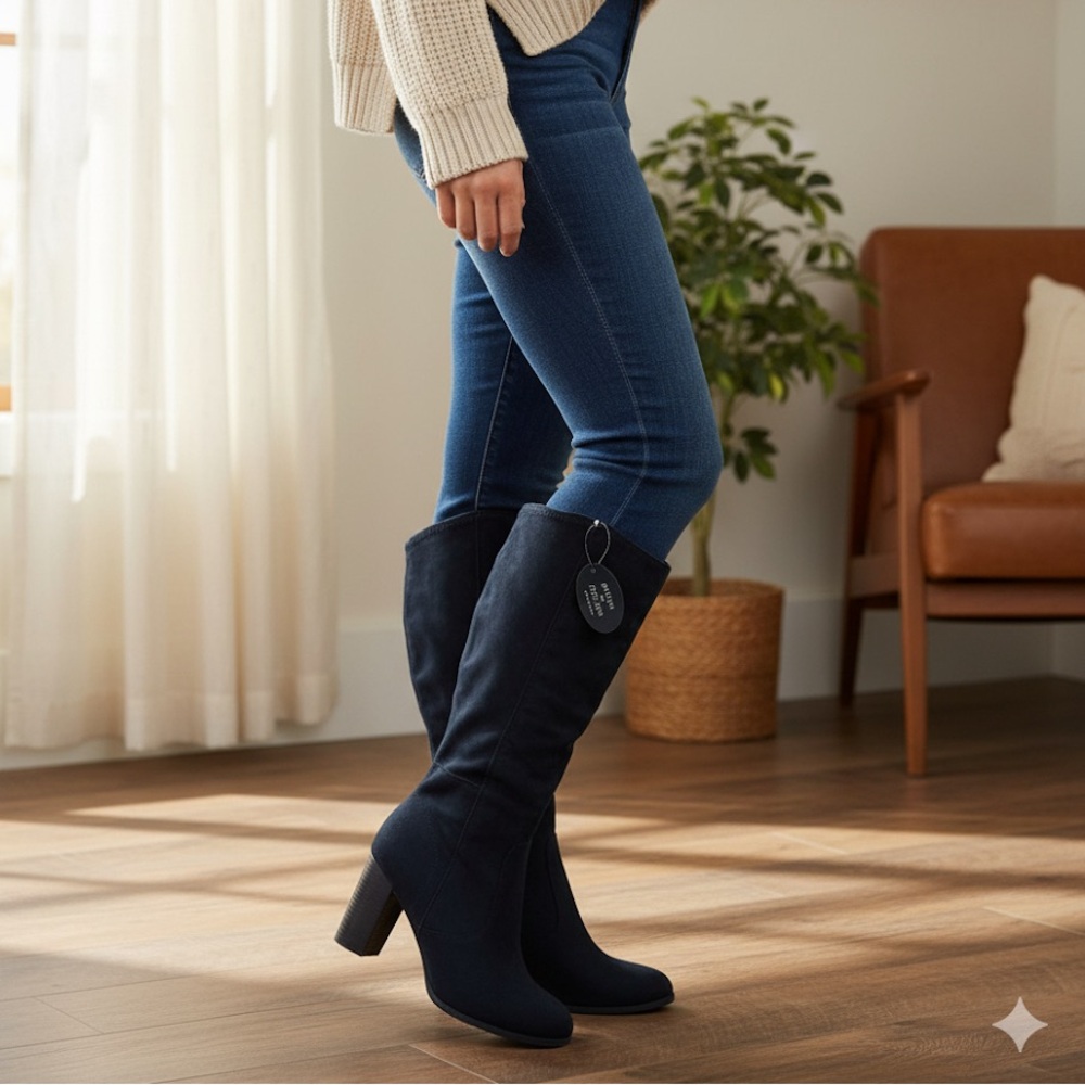 Womens Addyy Faux Suede Knee-High Boots